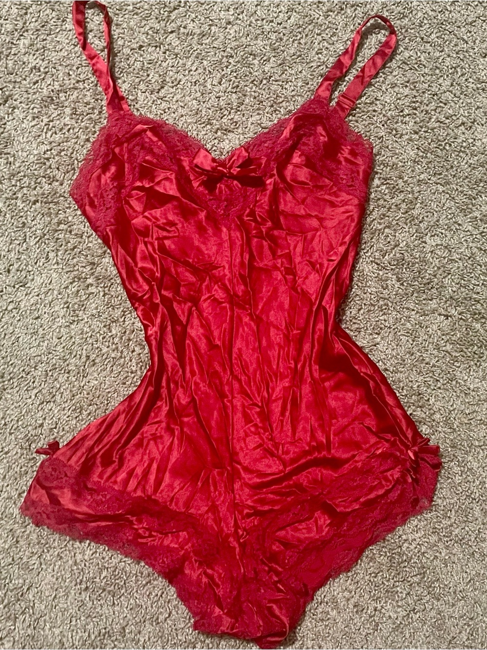 Victoria's Secret Red Satin Lace Teddy